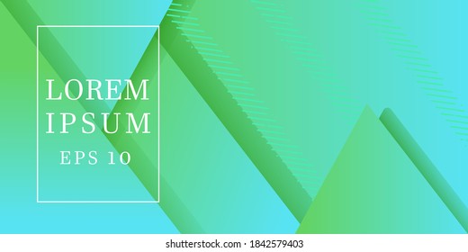 Green Tiffany Vector Geometric Shapes Gradient Background. Abstract Cover Design. Creative and Trendy Wallpaper, Banner, Poster, Cards Presentation Background.