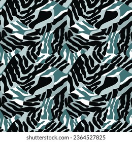 Green Tiger Print Vector, Animal Pattern, Textured Surface, and Background