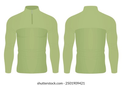 Green  tight long sleeve t shirt. vector