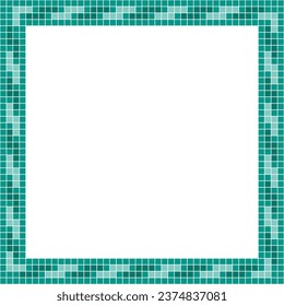 Green tile frame, Mosaic tile frame or background, Tile background, Seamless pattern, Mosaic seamless pattern, Mosaic tiles texture or background. Bathroom wall tiles, swimming pool tiles.