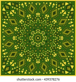 green tile with rhombus ans triangles ornament
