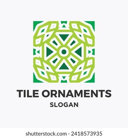 Green tiles floor ornament decoration