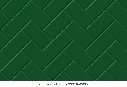 Baldosas verdes sin inconvenientes, patrón horizontal. Ladrillos de cerámica en metro, piscina o exterior. Pared o piso para metro, baño, cocina interior. Materiales de piedra gris para ilustración de vector plano de catálogo