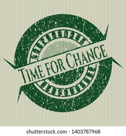 Green Time for Change distressed rubber stamp with grunge texture