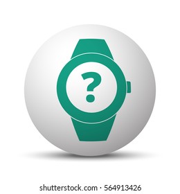 Green Time Question icon on white sphere