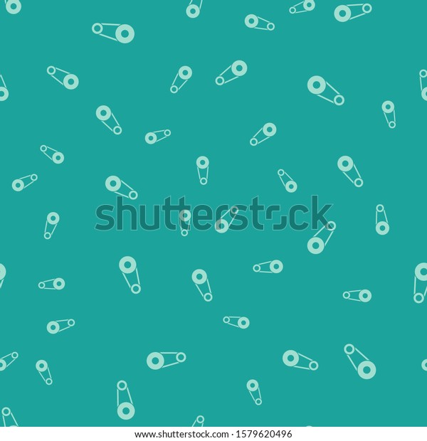 Green Timing belt kit icon isolated\
seamless pattern on green background.  Vector\
Illustration