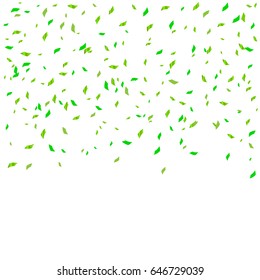 Green Tiny Confetti Falling On White Background. Celebration. Vector