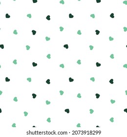 Green tiny hearts on white background