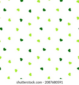 Green tiny hearts on white background.