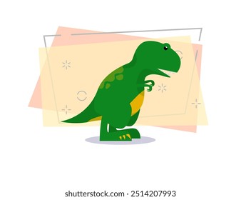 Green tirex illustration. Creature, historic animal. Nature concept. Vector illustration can be used for topics like history, school, kid books