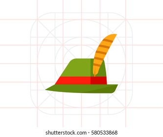 Green Tirol hat vector icon