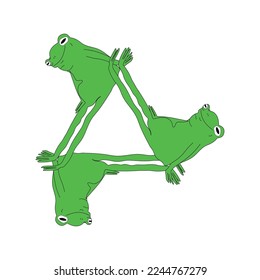 green toad in the shape of a triangle, emblem, symbolism