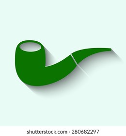 green Tobacco pipe. Vector