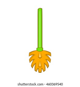 Green toilet brush icon in cartoon style on a white background