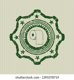 Green toilet paper icon inside rubber stamp
