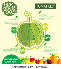 Green tomatillo. Infographic template. vector illustration.