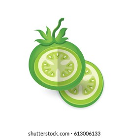 Green Tomato 3D Icon Vector