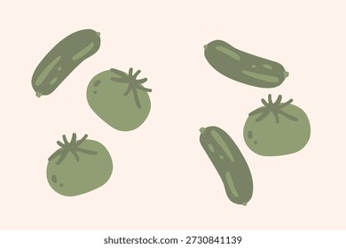 Cabeçalho de vetor de pepino de tomate verde Comida saudável
