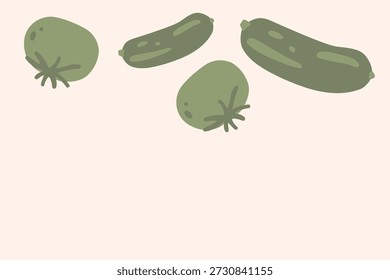 Tomate verde Pepino Vector Anuncio Cabeza Comida saludable