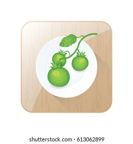 Green Tomato limb 3D Icon  and button