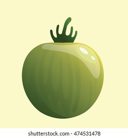 Green Tomato Vegetable Flat Vector Illustration