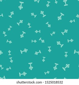 Green Tombstone with cross icon isolated seamless pattern on green background. Grave icon.  Vector Illustration