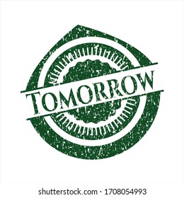 Green Tomorrow rubber grunge texture stamp. 