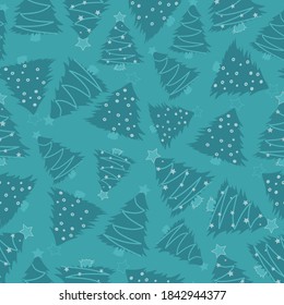 Green Tonal christmas tree repeat pattern