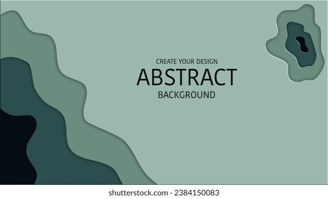 green tone 3d layer paper cut vector Illustration abstract background