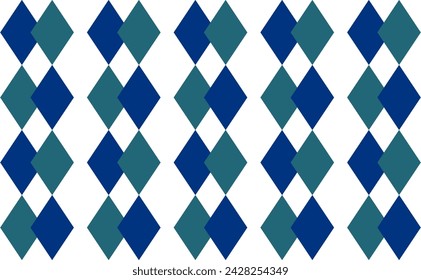 green and tone blue diamond checkerboard vertical strip repeat pattern, replete image, design for fabric printing, print patter