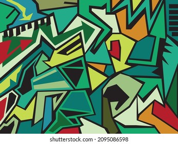 Green tone color graffiti pattern 