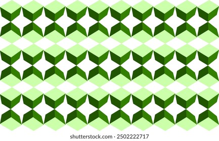 green tone cube 3D seamless repeat pattern, replete image design for fabric printing or wallpaper, blue abstract wall, up side down horizontal row diamond star