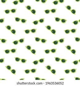 Tono verde y lindo patrón de gafas de sol. Ilustración vectorial.