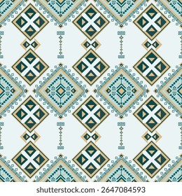 Motif harmonieux ethnique boho ton vert. Amérindien, motif Navajo, texture Image vectorielle tribale. Ornement aztèque. Conception pour le sol noir Capet, rideaux, couvertures, Peut être utilisé dans la conception pour les vêtements.