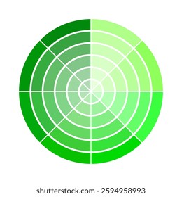 Green tone palette. Gradient hue wheel. Artistic spectrum circle. Vector color chart.