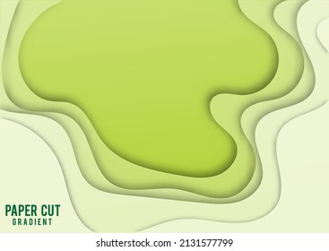 Green tone of  Paper cut shape Vector Abstract Background. 3D abstract paper art style.