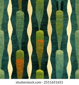 Green tone striped Ethnic Ikat seamless pattern.  Abstract Motif Ikat art. Ikat ethnic tribal, boho colors background art. Illustration for greeting cards, printing and other design project.