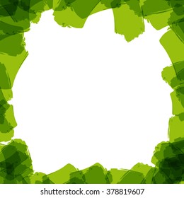 Green tone watercolor blots and splashes on a white background. Simple element of design for creation of more difficult ideas.