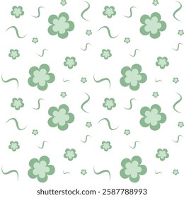 Green tones flower seamless pattern