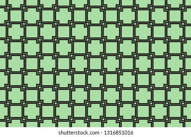 Green tones. For the interior design, printing, textile industry. Geometric pattern as seamless vector illustration