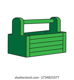 Green Toolbox Flat Design Cartoon Illustration