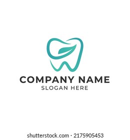Green tooth dental leaf abstract logo
