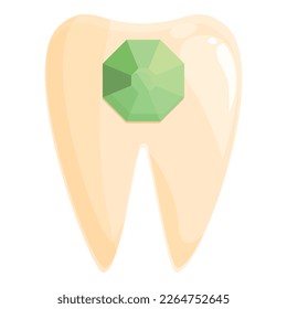 Vector de caricatura de icono de gema de dientes verdes. Atención dental. Limpieza dentista