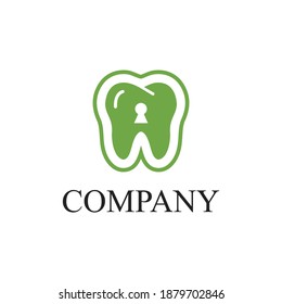 green tooth image with keyhole vector illustration