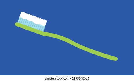 green toothbrush on blue background