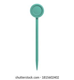 Green toothpick icon. Cartoon of green toothpick vector icon for web design isolated on white background