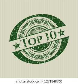 Green Top 10 distress rubber grunge seal
