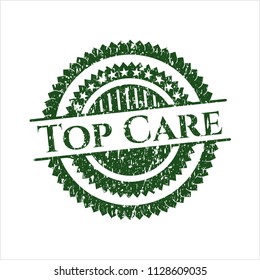 Green Top Care rubber stamp with grunge texture