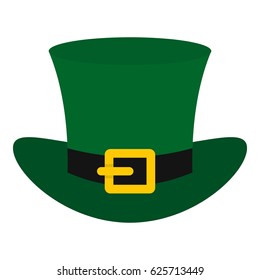 Green top hat with buckle icon flat isolated on white background vector illustration