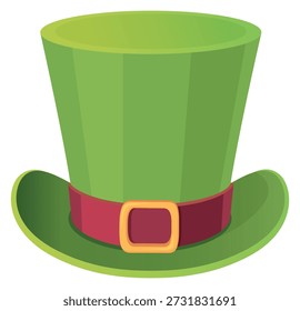 Green top hat cartoon icon. Lucky accessory
